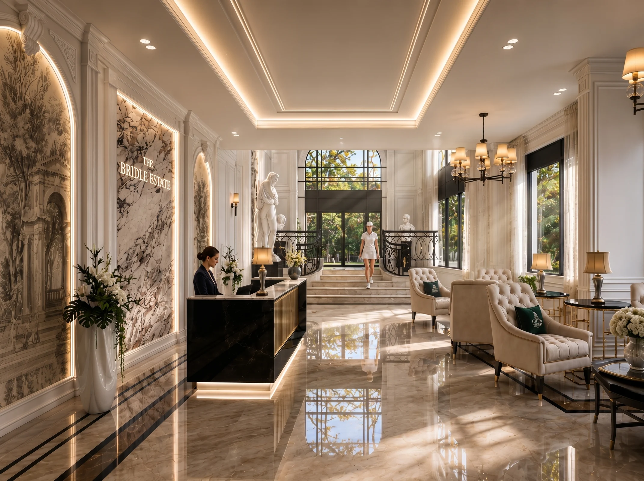 Light-filled lobby at The Bridle Estate